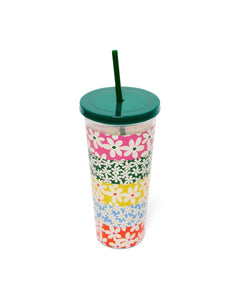 24 oz. Sip Sip Tumbler with Straw - Daisies